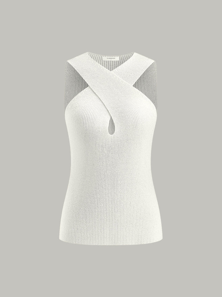 Halter Cross-Over Collar Tank Top