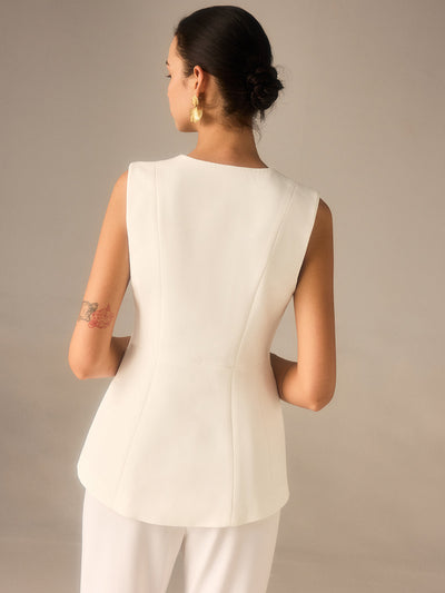 Single Button V-Neck Vest