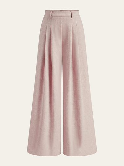 Linen Blend Wide-Leg Pants