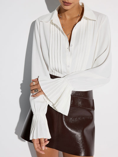 Pleated Bell Sleeve Shirt
