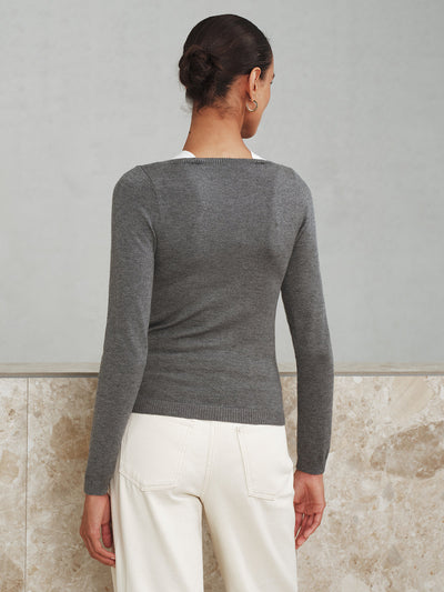 2 in 1 Wool-Blend Layered Cut-Out Knit Top