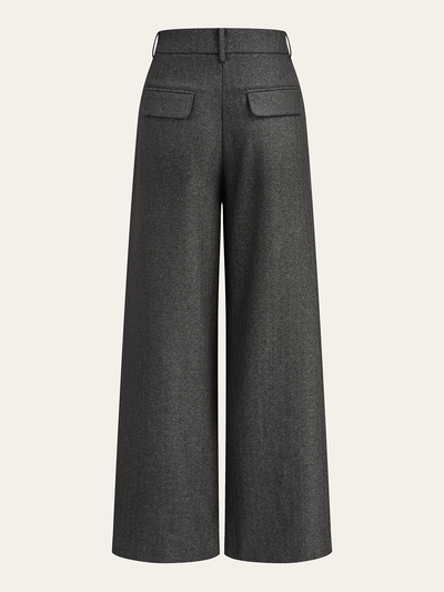 High-Waisted Button-Front Wide-Leg Pants