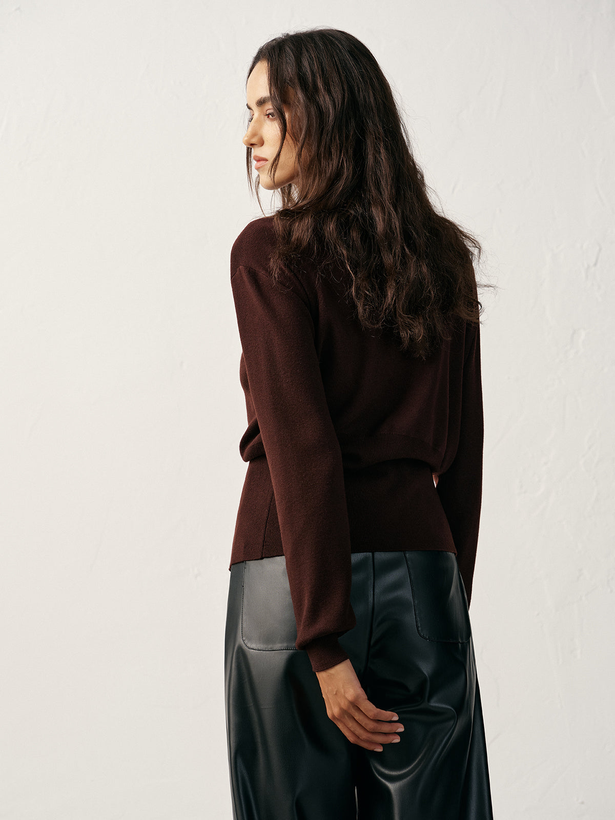 Metal Button V-Neck Knit Cardigan