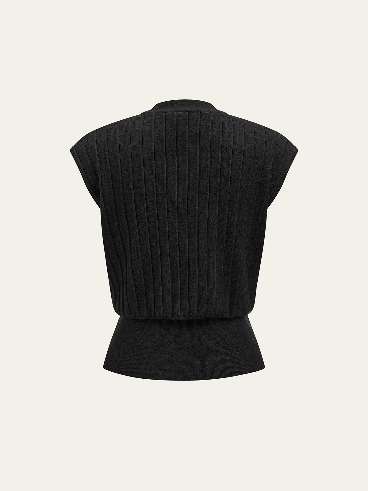 Metal Detail Cap Sleeve Ribbed Knit Vest