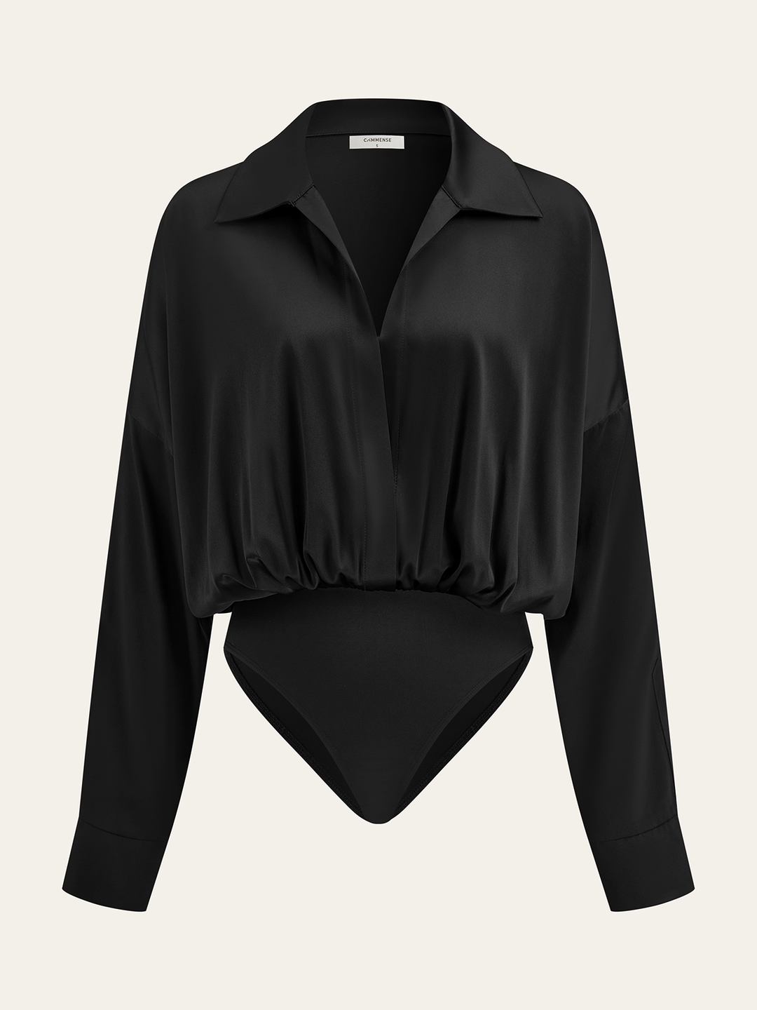 Satin Collared Long Sleeve Bodysuit