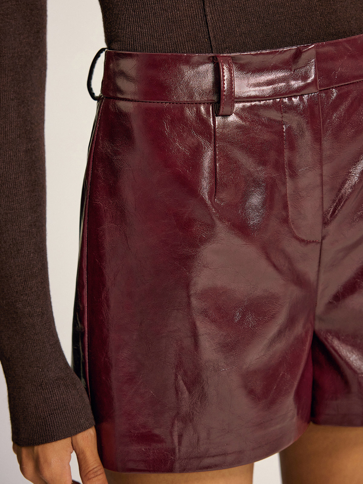 PU Leather Shorts without Belt