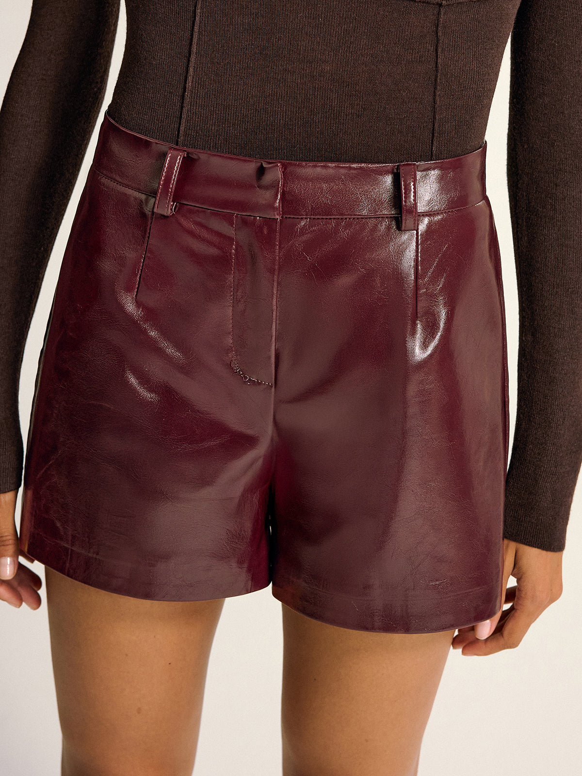 PU Leather Shorts without Belt