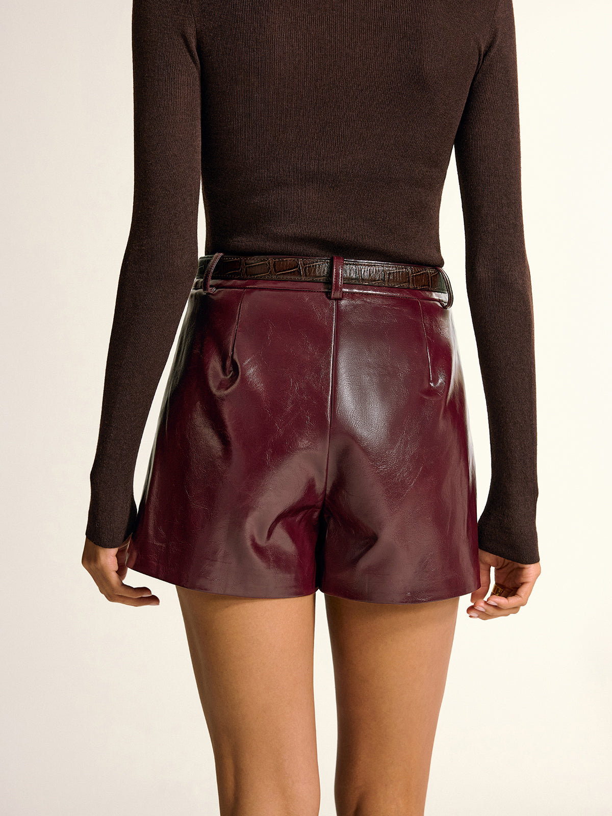 PU Leather Shorts without Belt