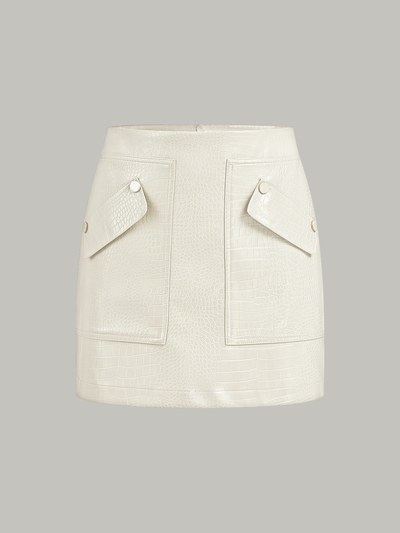 Faux Leather Crocodile-Embossed Mini Skirt