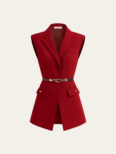 Belted Cap Sleeve Vest