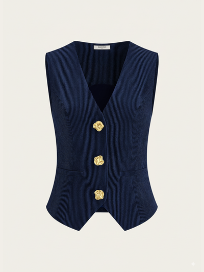 Corduroy V-neck Buttoned Vest