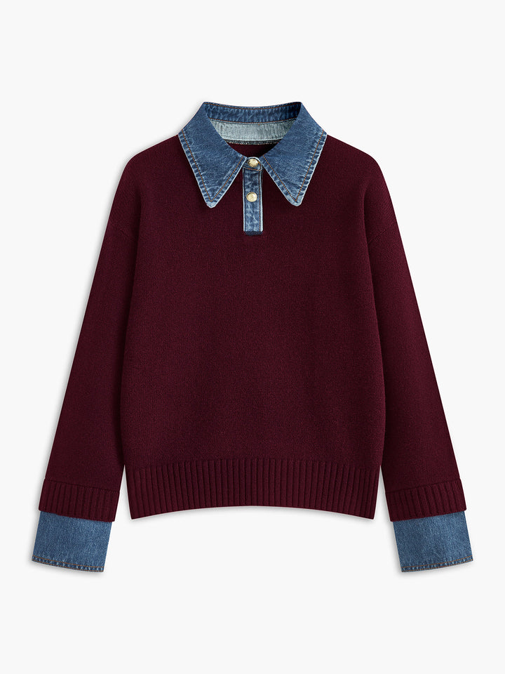 2 in 1 Panel Lapel Sweater