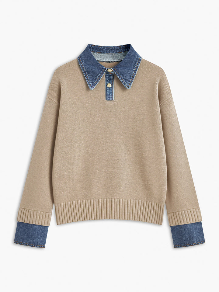 2 in 1 Panel Lapel Sweater