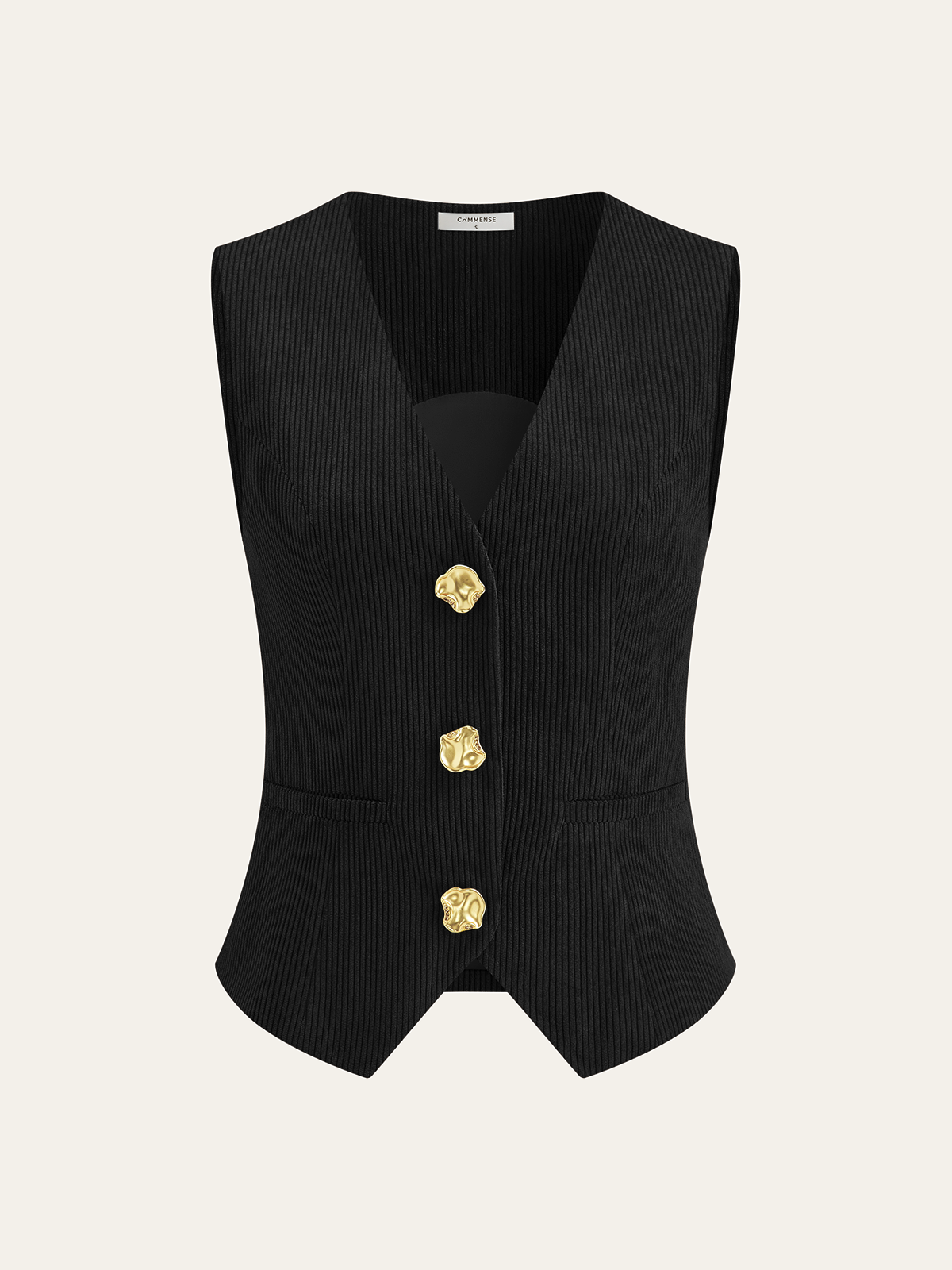 Corduroy V-neck Buttoned Vest