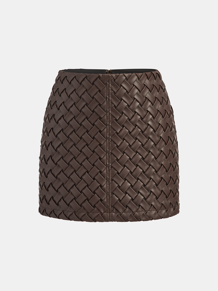 Faux Leather Woven Mini Skirt
