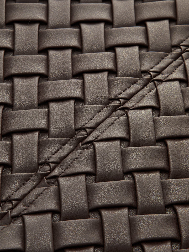 Faux Leather Woven Mini Skirt