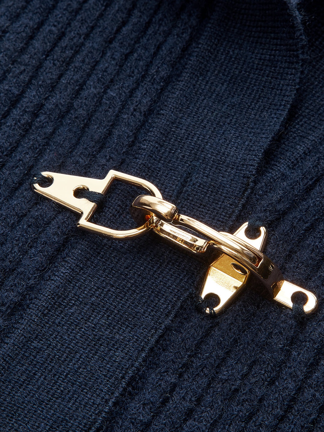 Collared Metal Buckle Ribbed Cropped Sweater