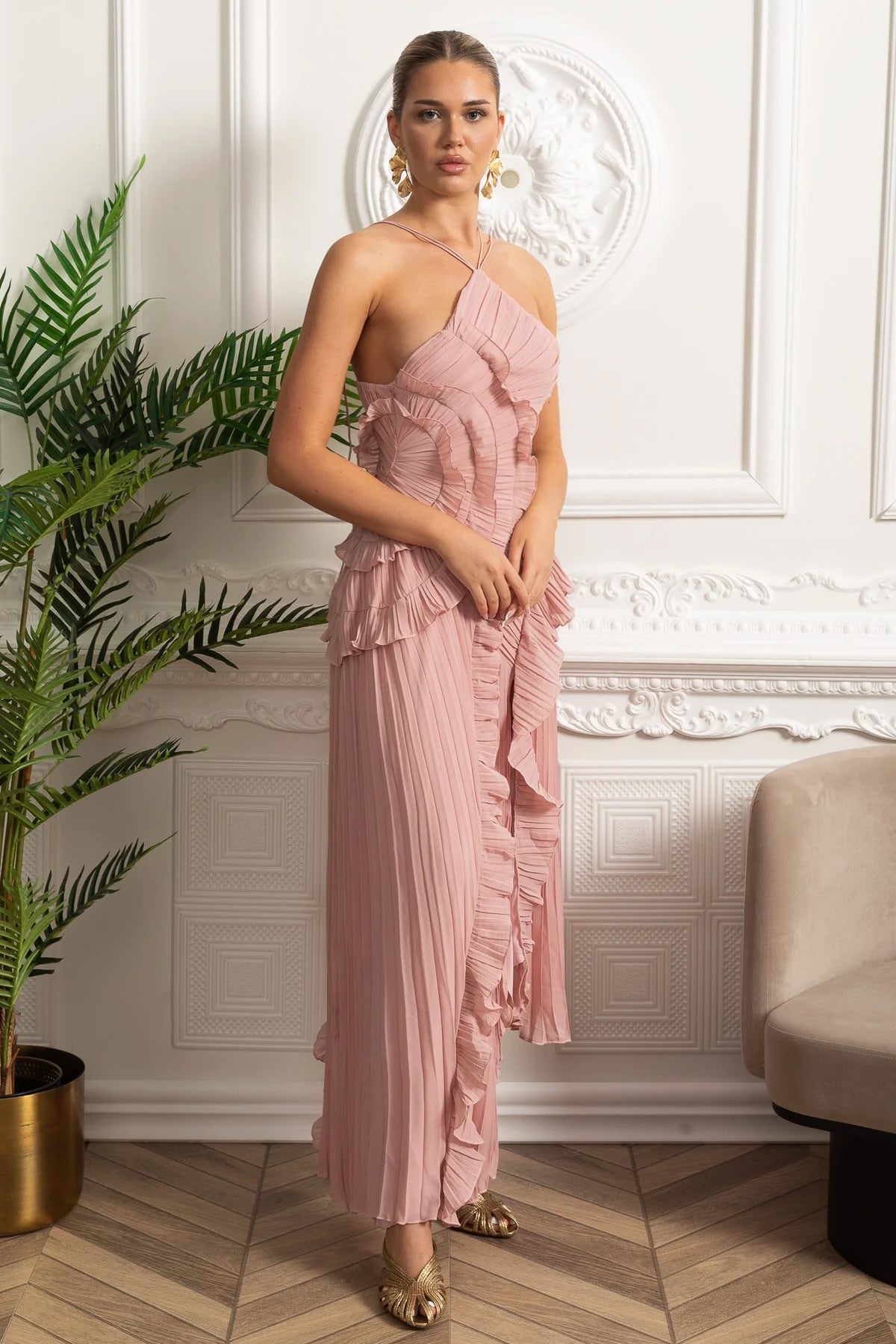 Julia Charming Ruffle Cascade Maxi Dress