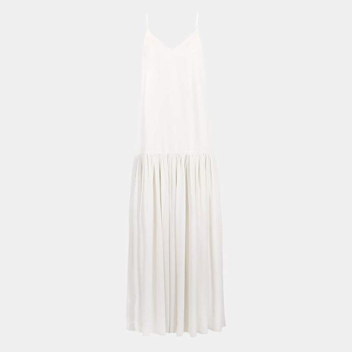 Flowing Dropped Waist Maxi Dress - Cream