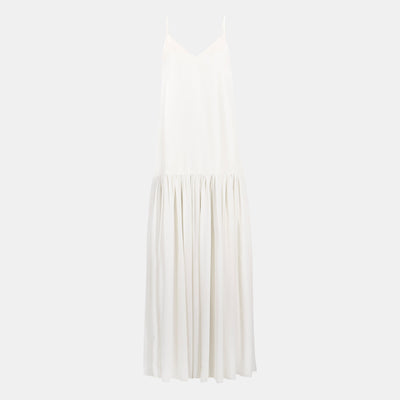 Flowing Dropped Waist Maxi Dress - Cream