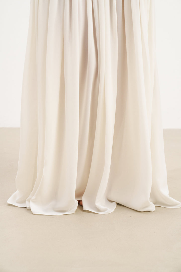 Flowing Dropped Waist Maxi Dress - Cream