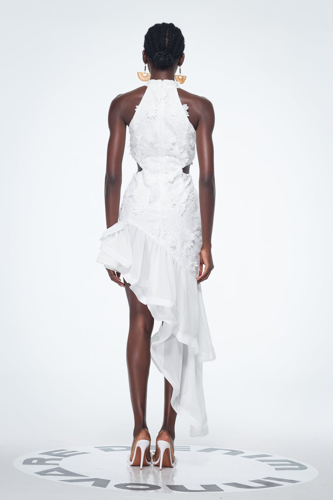 Bacchus Cutout Flower Asymmetric Mini Dress - Celestia Couture