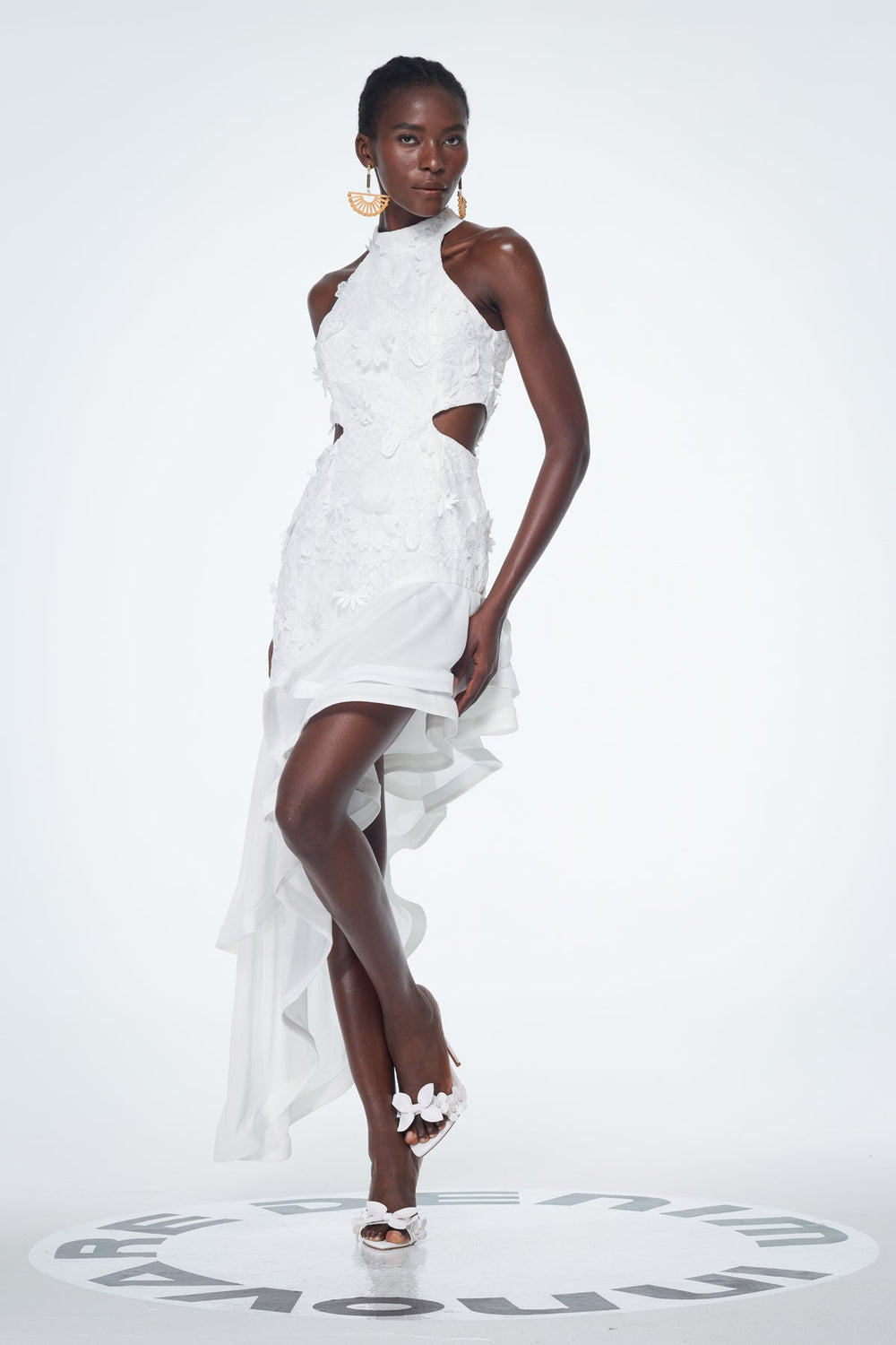 Bacchus Cutout Flower Asymmetric Mini Dress - Celestia Couture