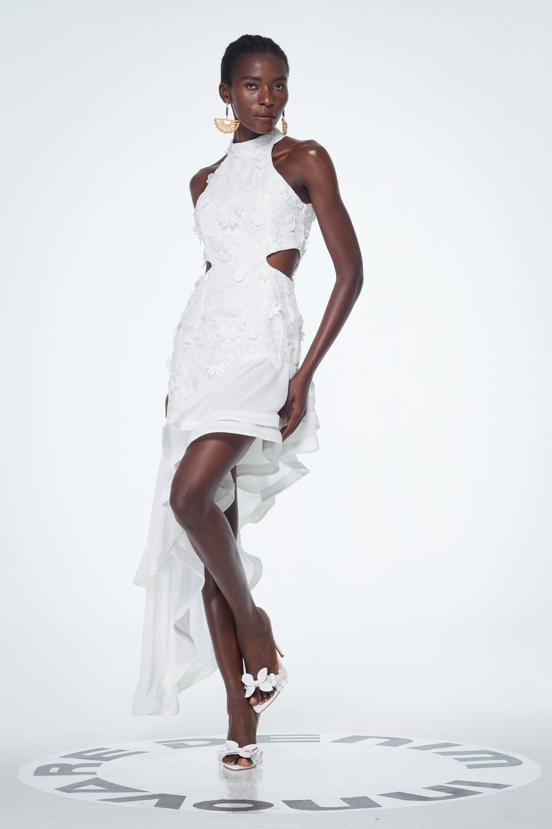 Bacchus Cutout Flower Asymmetric Mini Dress - Celestia Couture
