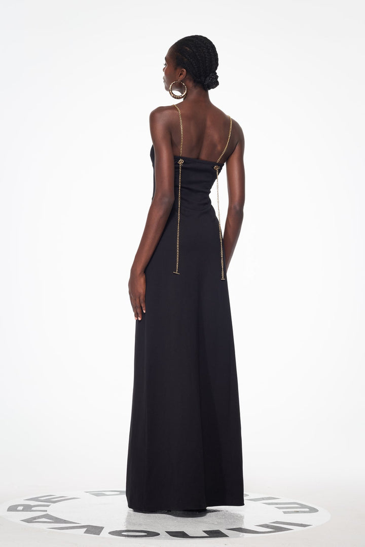 Balbus Chain Split Embellished Maxi Dress - Celestia Couture