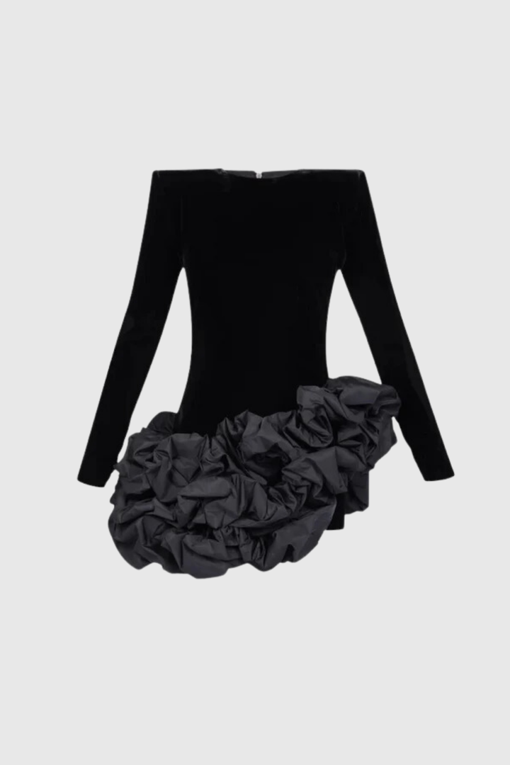 Balesego Ruffle Long Sleeve Mini Dress - Celestia Couture