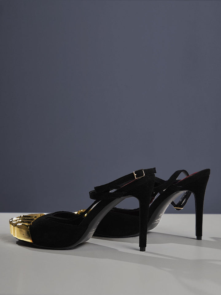 Balto Metallic Toe Heels