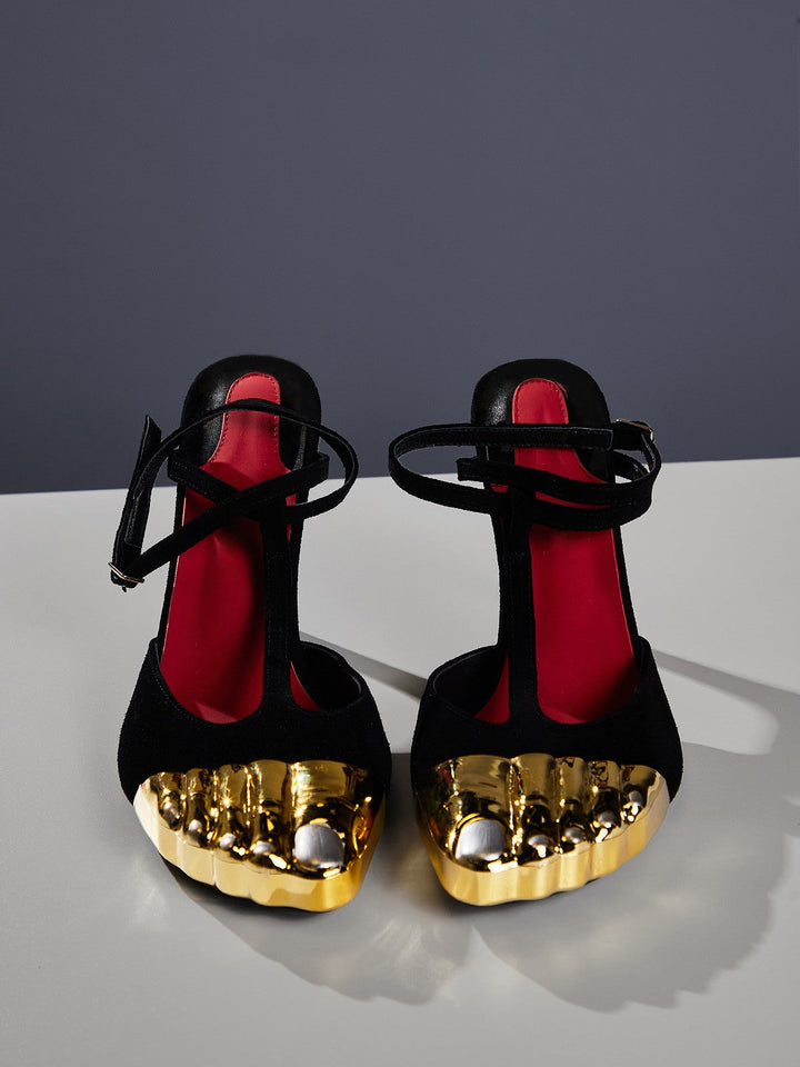 Balto Metallic Toe Heels