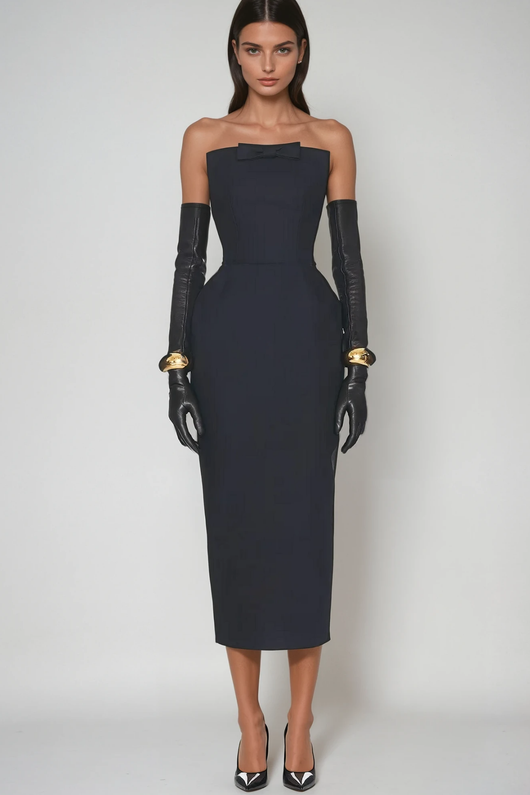 Bastien Strapless Maxi Dress In Black - Celestia Couture