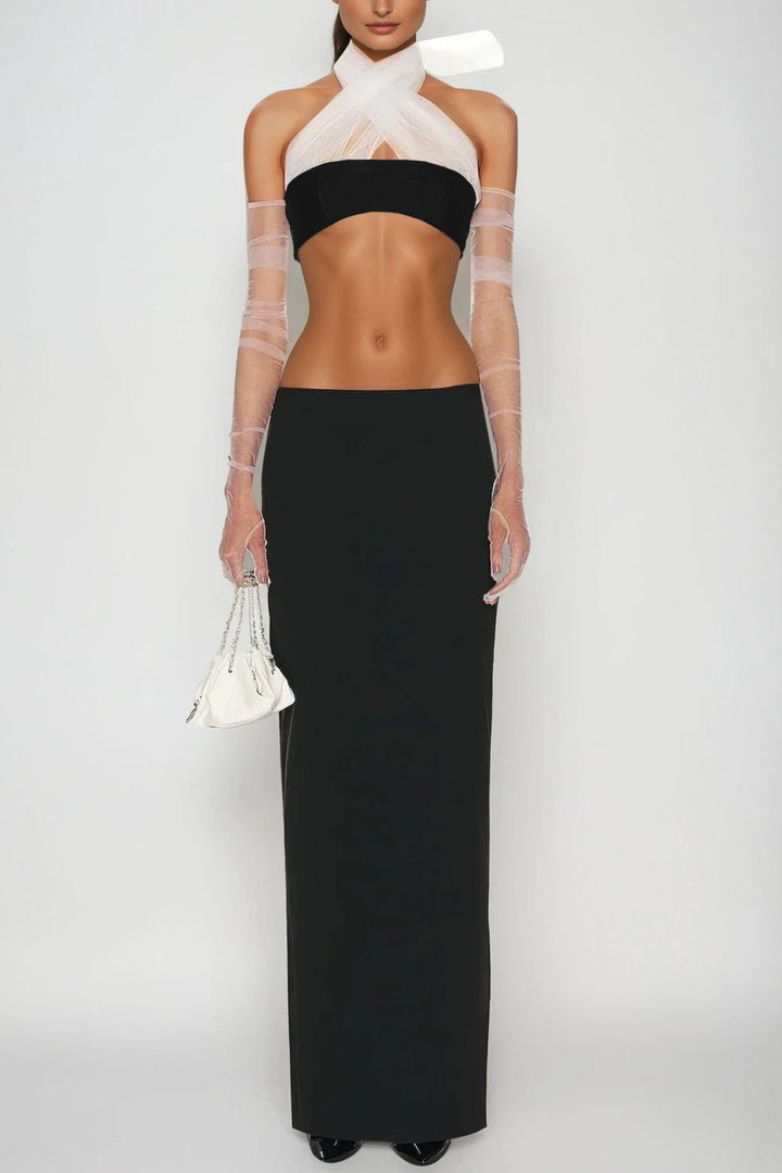 Beecher Deconstruct Lace Crop Skirt Set - Celestia Couture