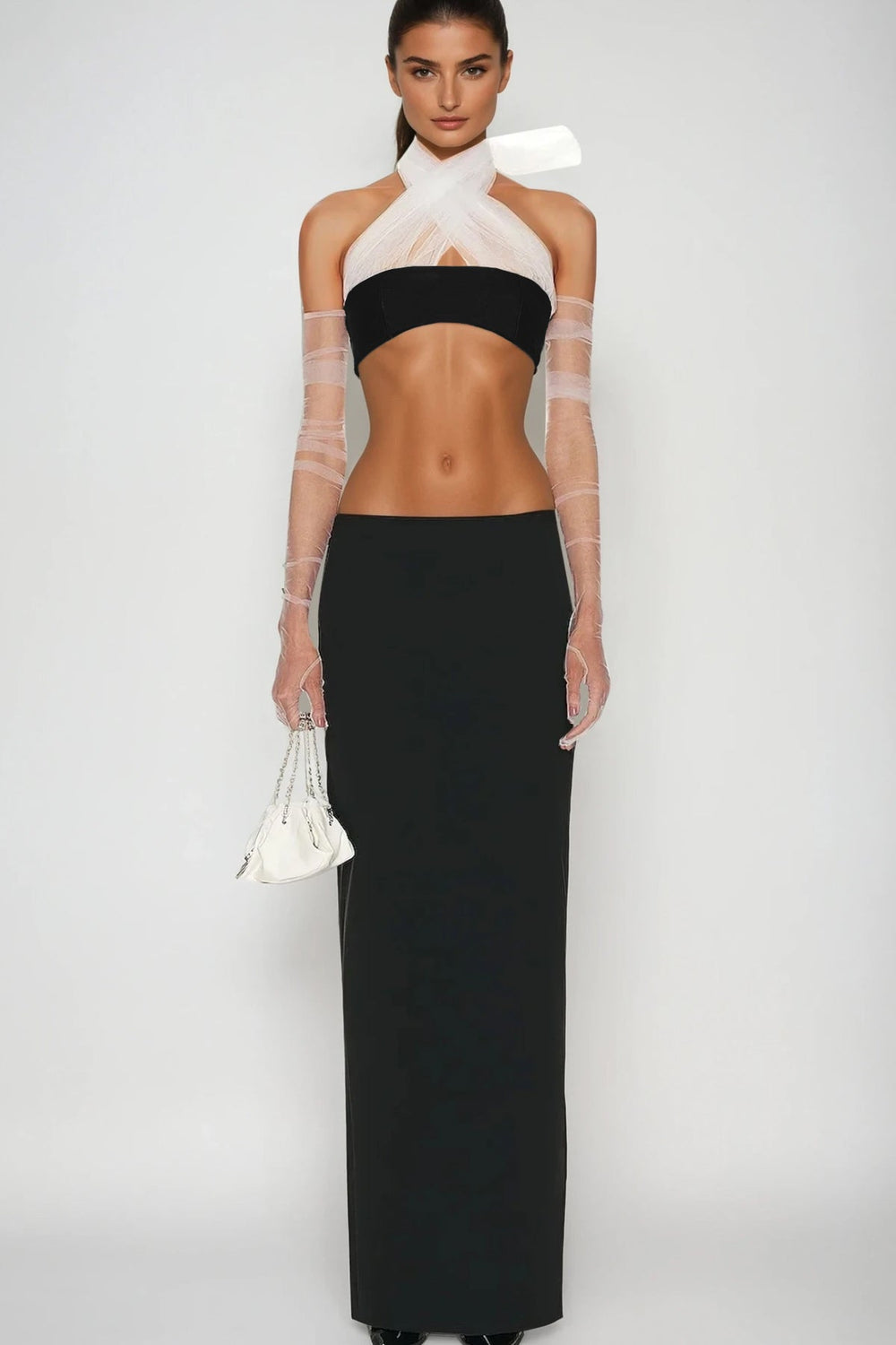 Beecher Deconstruct Lace Crop Skirt Set - Celestia Couture