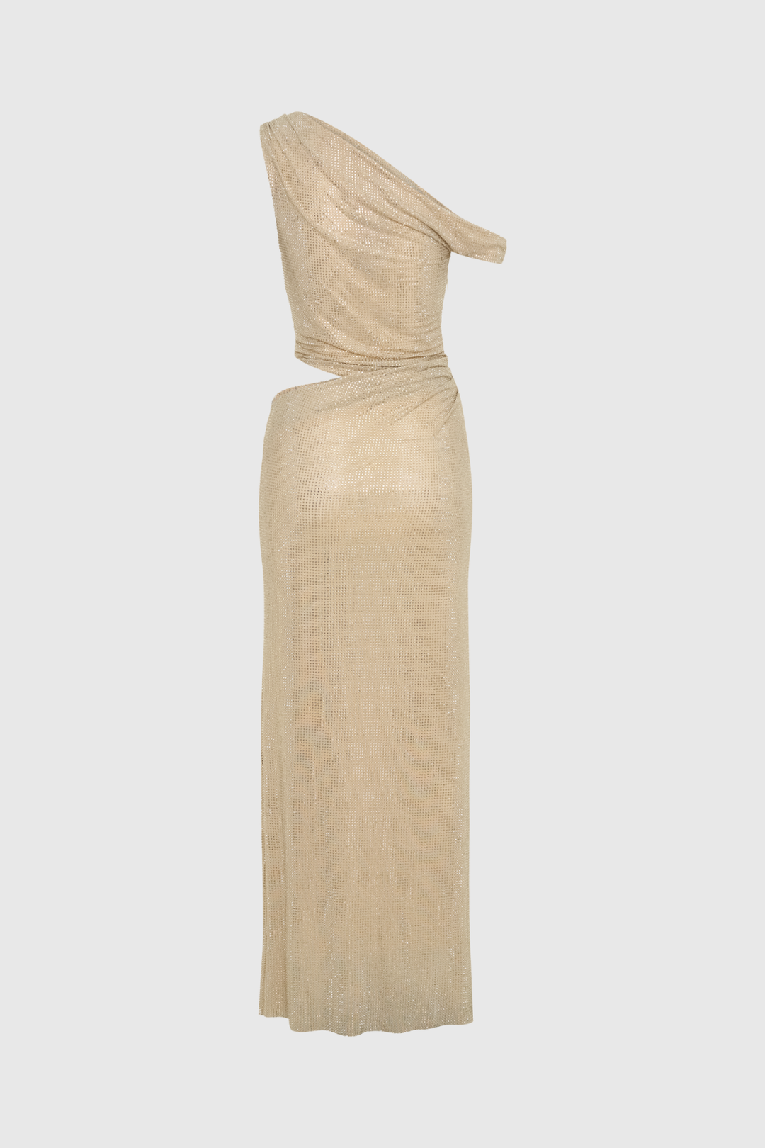 Berlioz Diamante One Shoulder Dress In Apricot - Celestia Couture