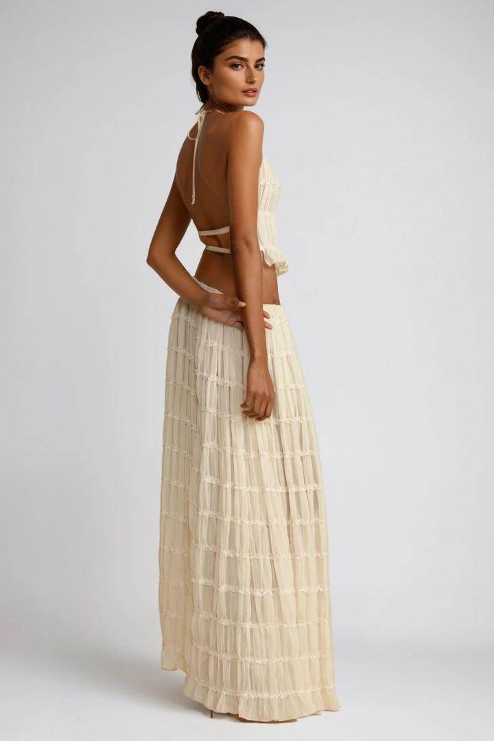 Bernt Ruch Backless Skirt Set In White - Celestia Couture