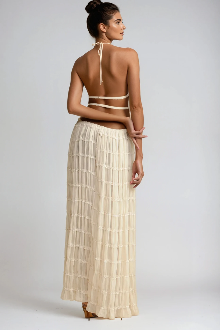 Bernt Ruch Backless Skirt Set In White - Celestia Couture