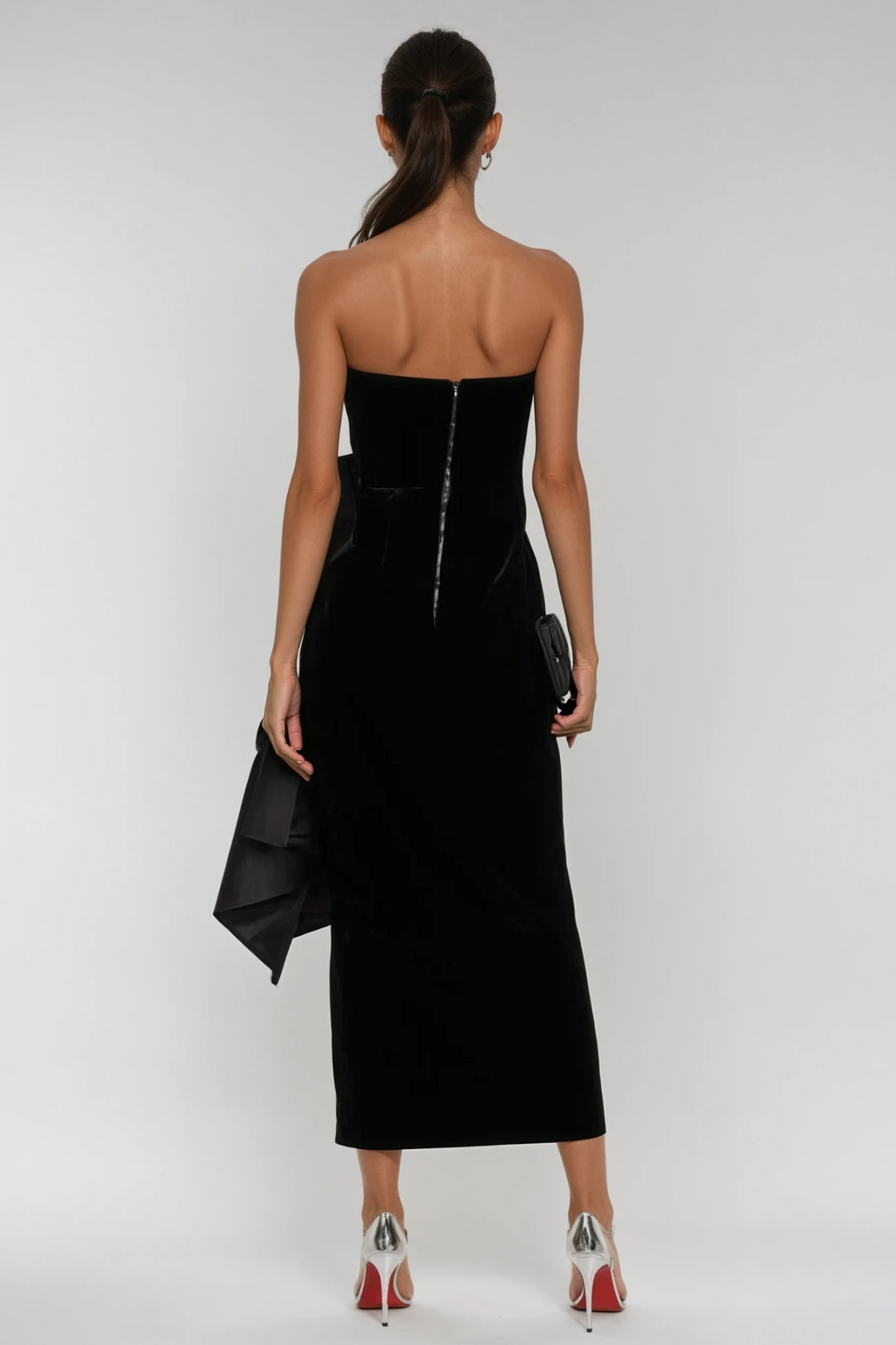 Beroe Strapless Asymmetric Bow Split Maxi Dress - Celestia Couture