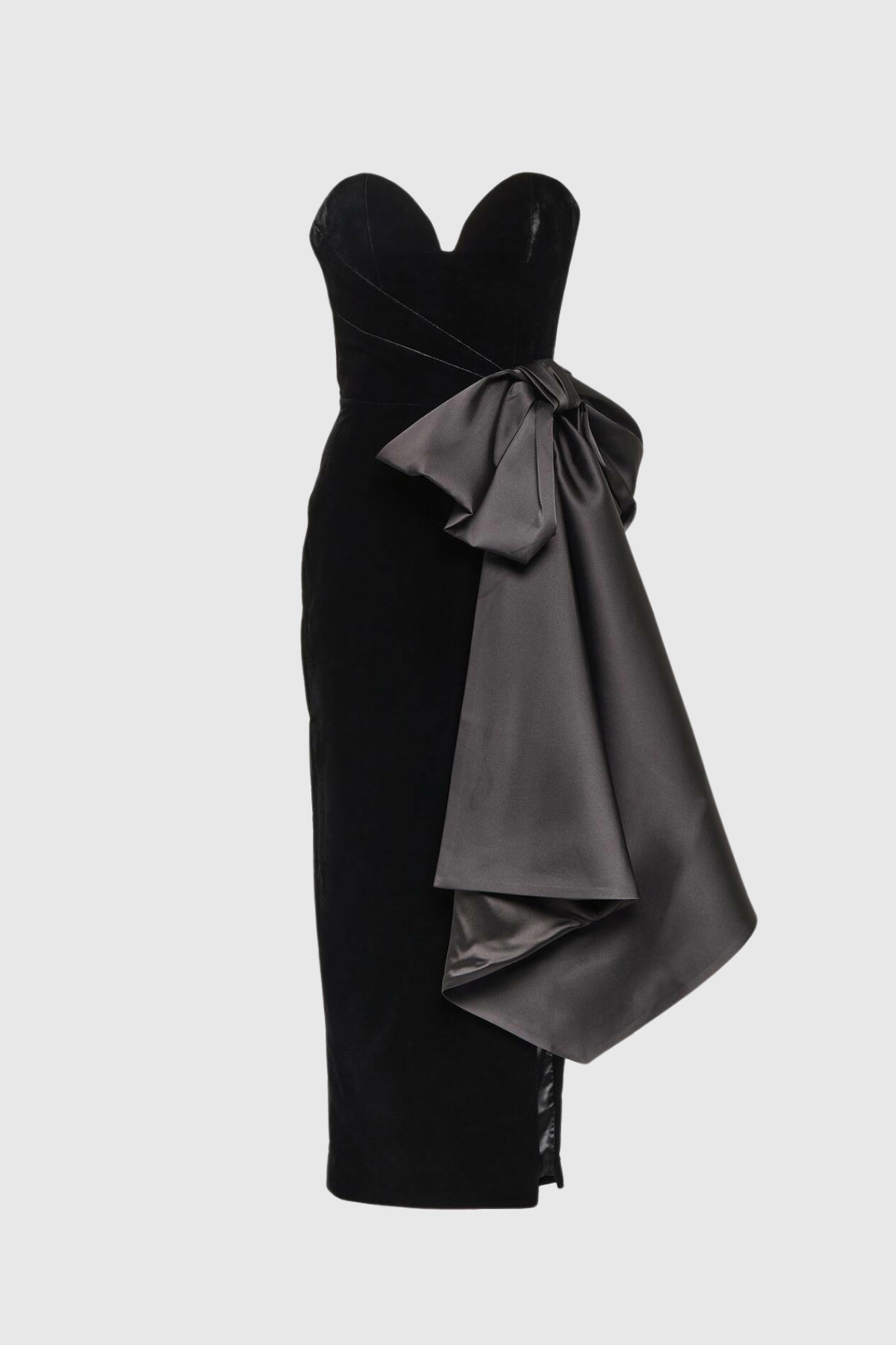 Beroe Strapless Asymmetric Bow Split Maxi Dress - Celestia Couture