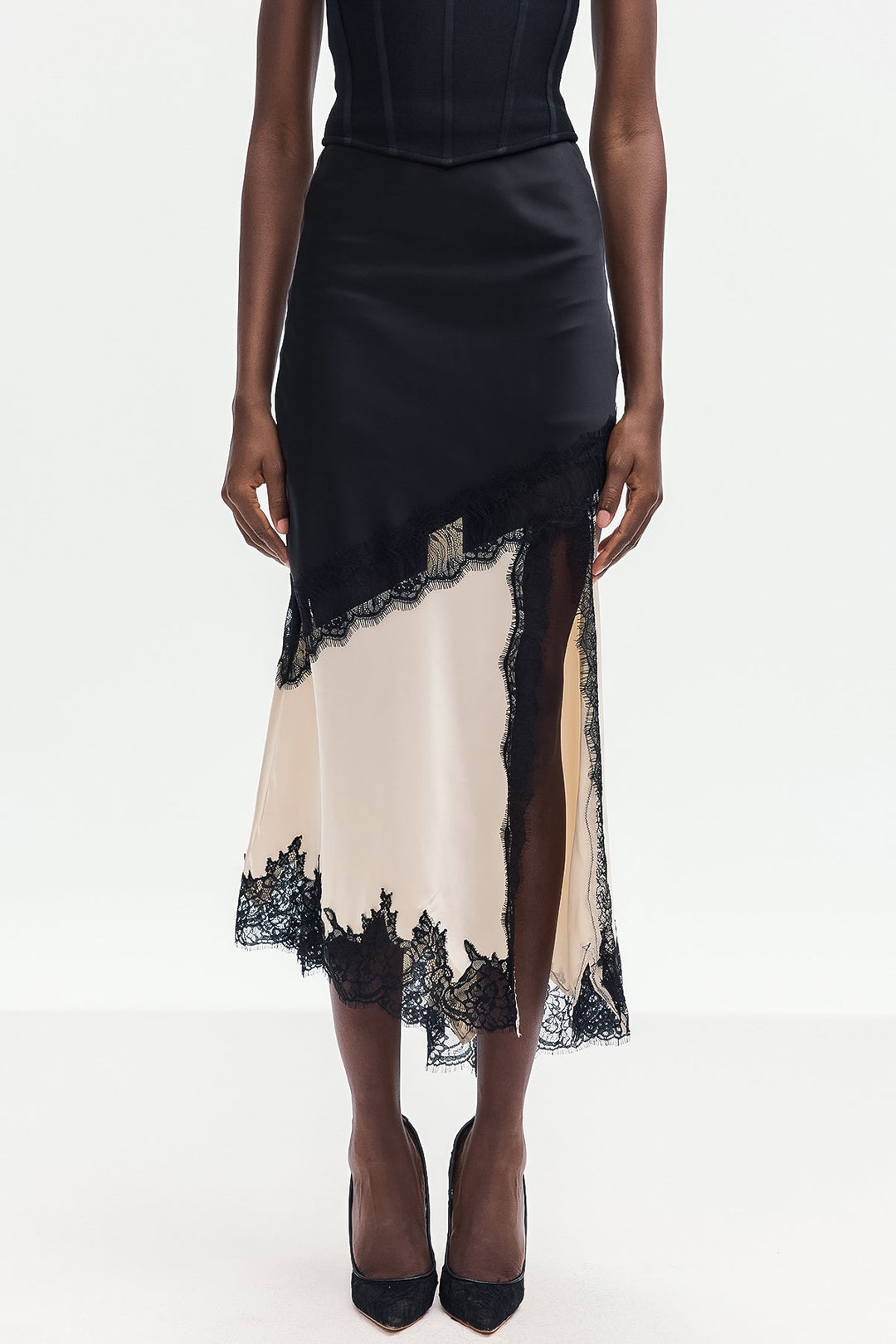 Bess Lace Satin Skirt - Celestia Couture