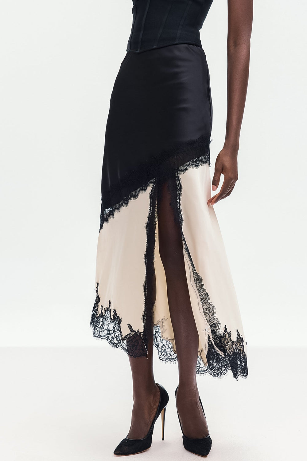 Bess Lace Satin Skirt - Celestia Couture