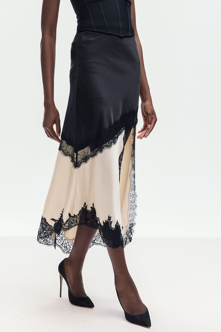 Bess Lace Satin Skirt - Celestia Couture