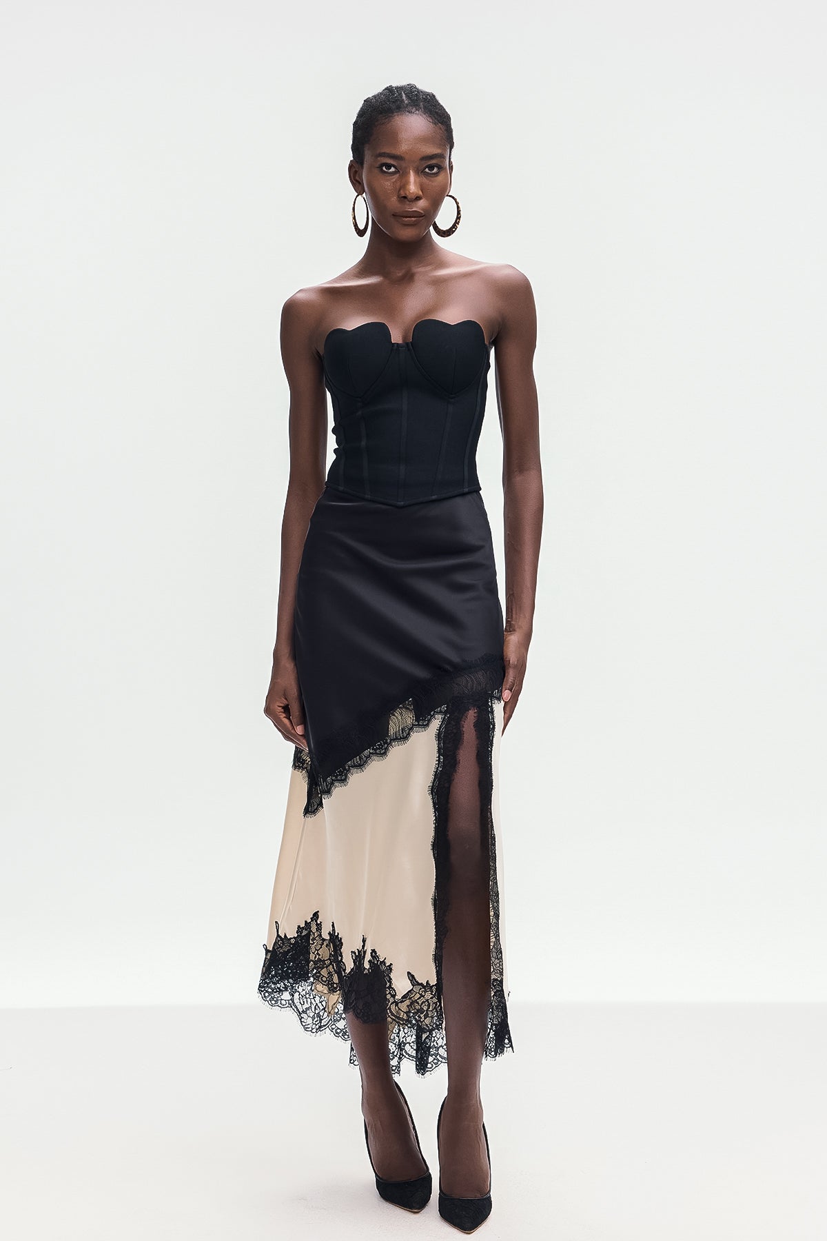 Bess Lace Satin Skirt