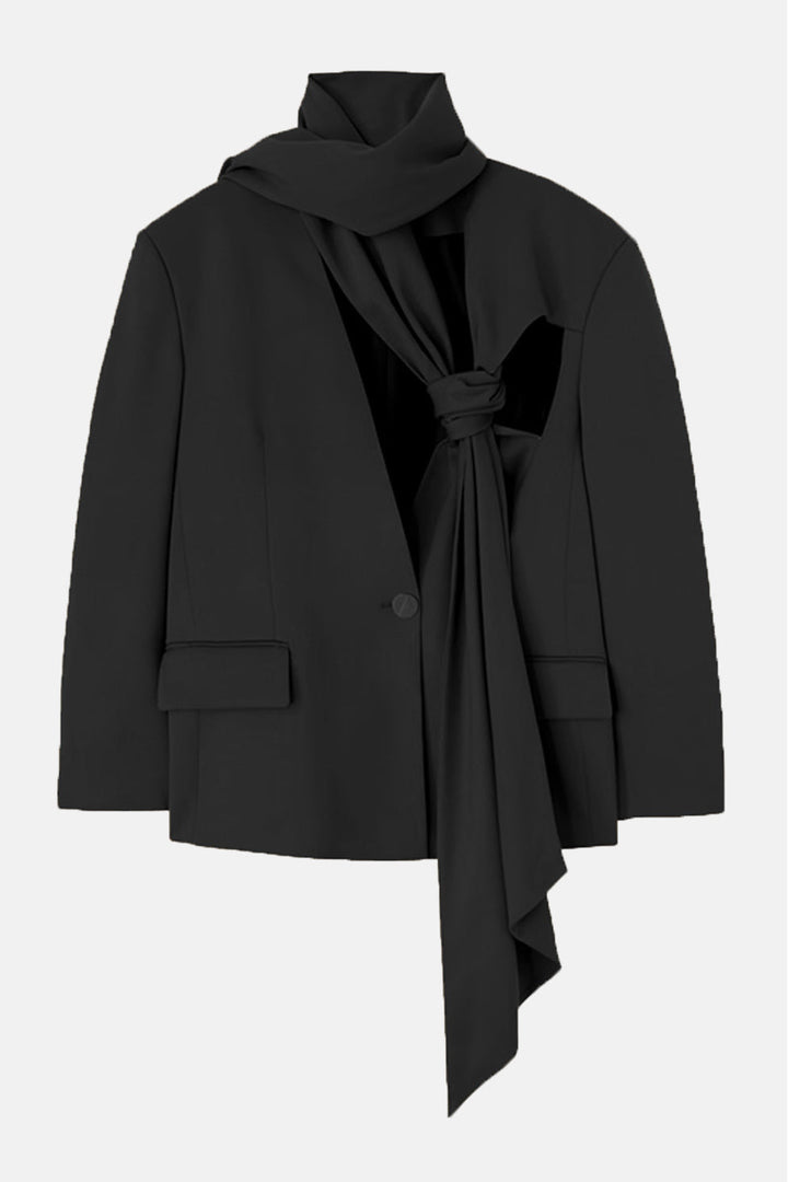 Claire Cutout Blazer Set In Black - Celestia Couture