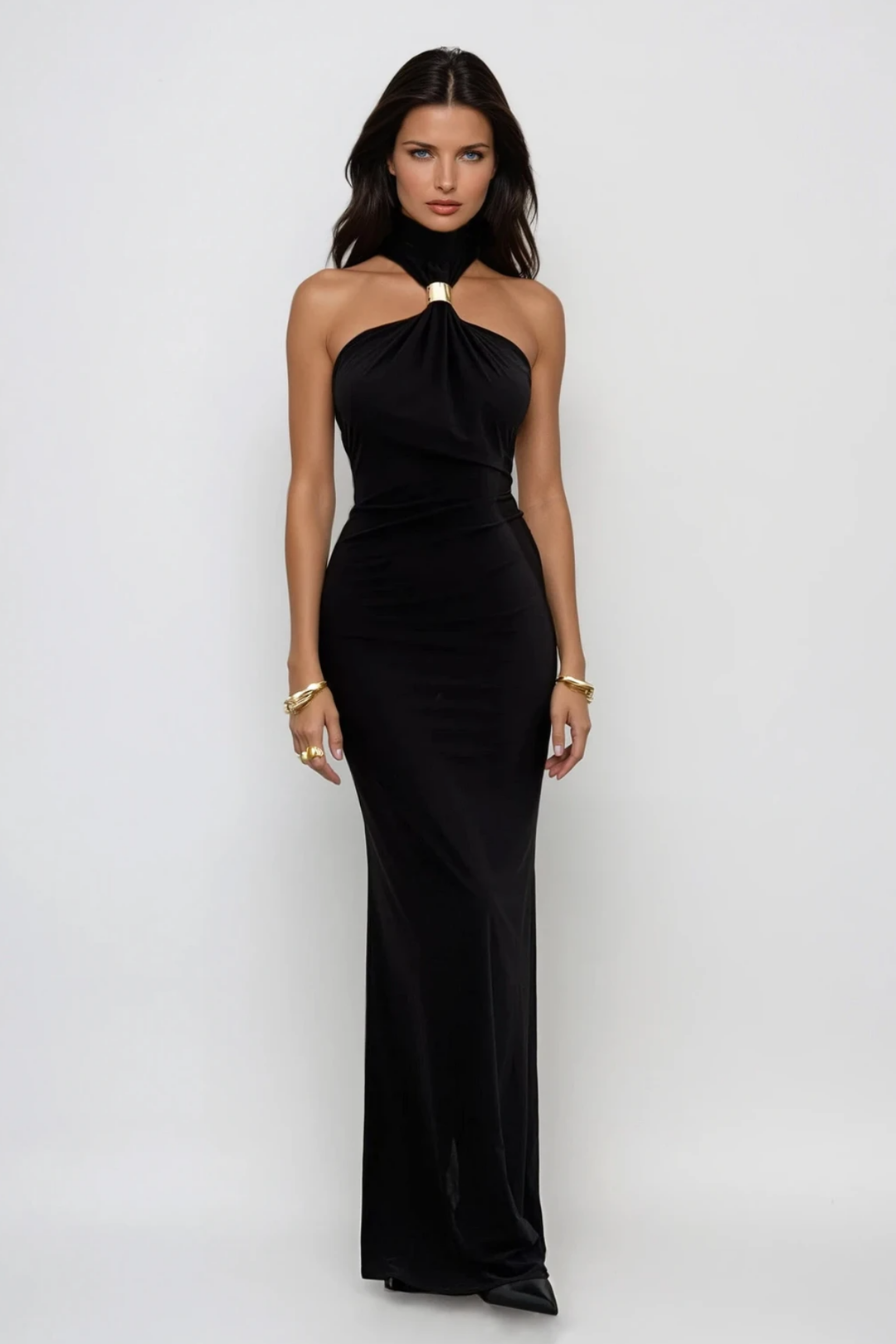 Borivoje Halter Neck Maxi Dress - Celestia Couture