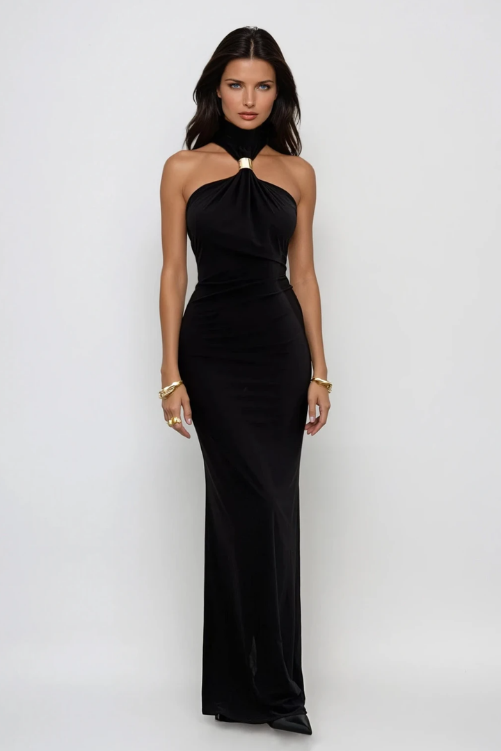 Borivoje Halter Neck Maxi Dress - Celestia Couture