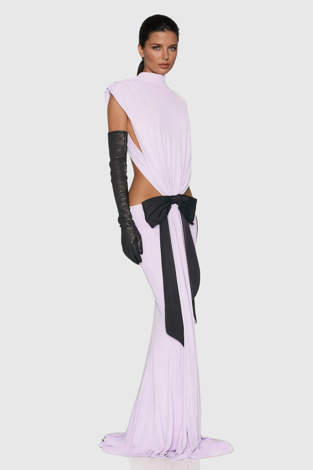 Borys Lace Up Cutout Bow Maxi Dress - Celestia Couture