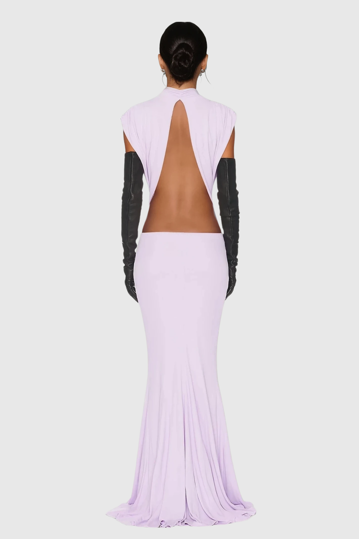 Borys Lace Up Cutout Bow Maxi Dress - Celestia Couture