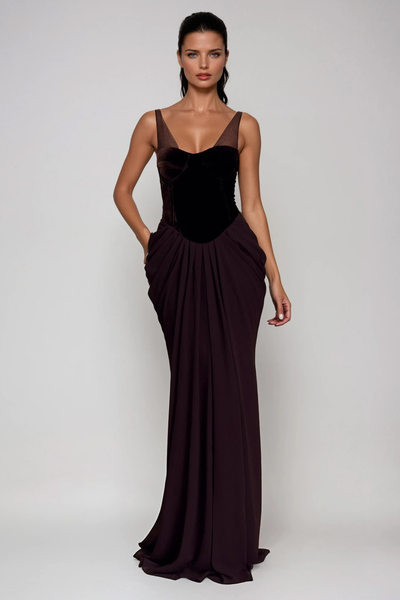 Boyan Mesh Ruch Maxi Dress